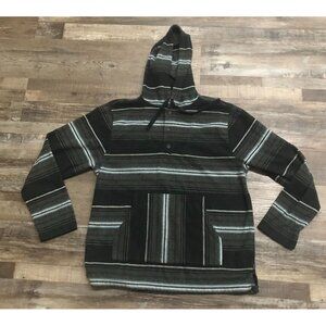 O'Neill Mens Medium Black Gray & Blue Hoodie Sweater Pullover
